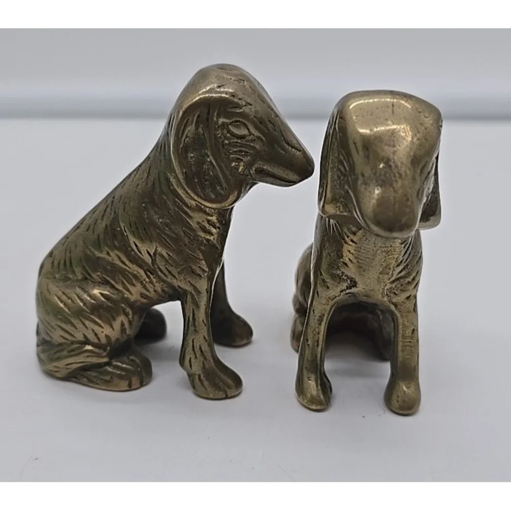 Vtg Brass Figurine Collectible Animal Heavy‎ Paperweight Dogs